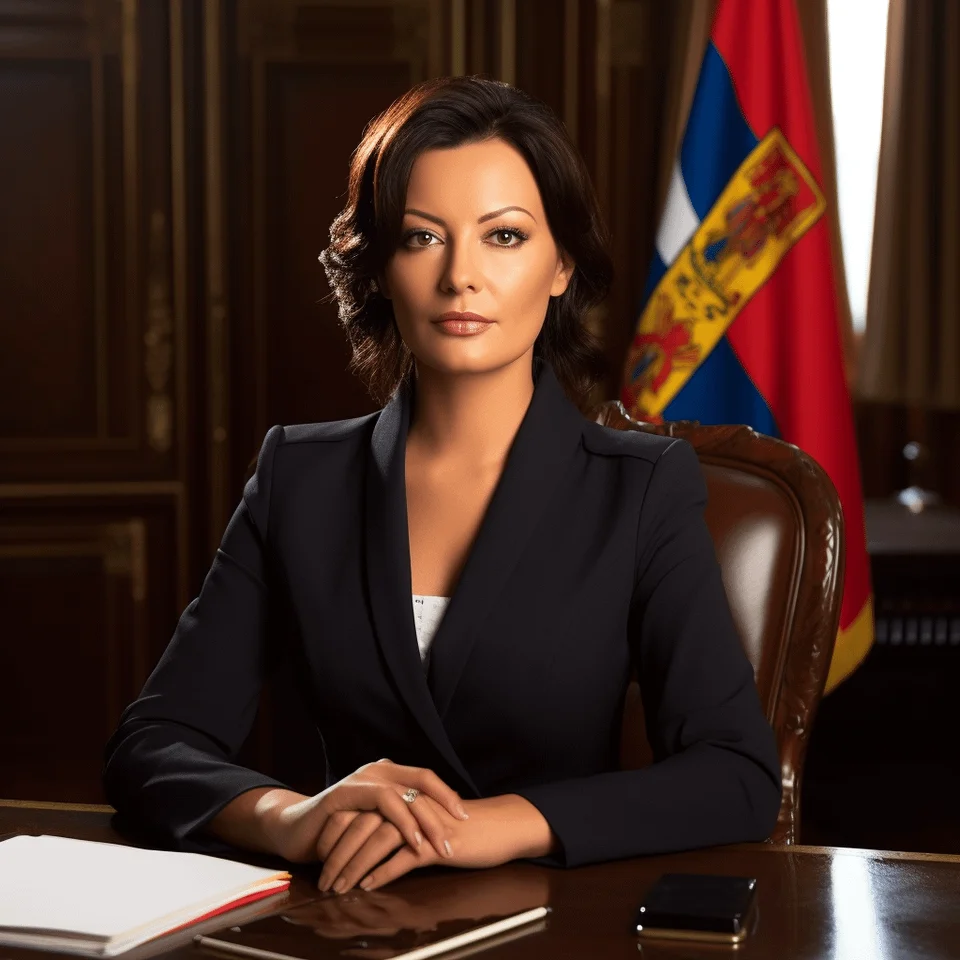AI picture of Sandra Romain as Prime Minister of Romania
